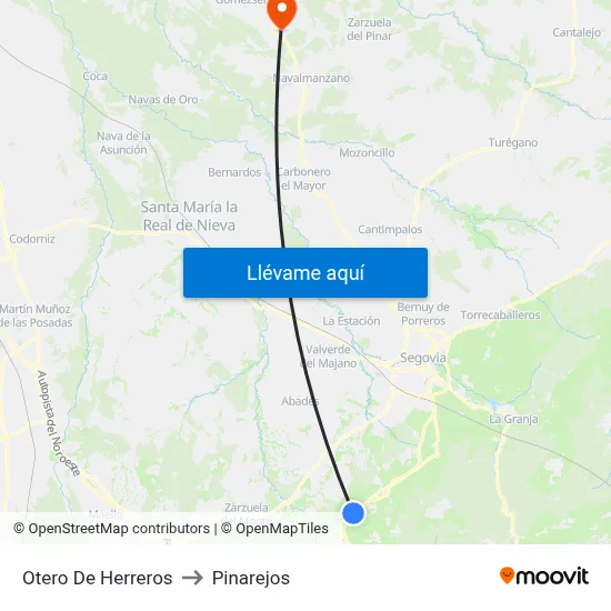 Otero De Herreros to Pinarejos map