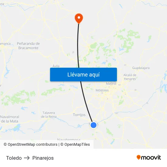 Toledo to Pinarejos map
