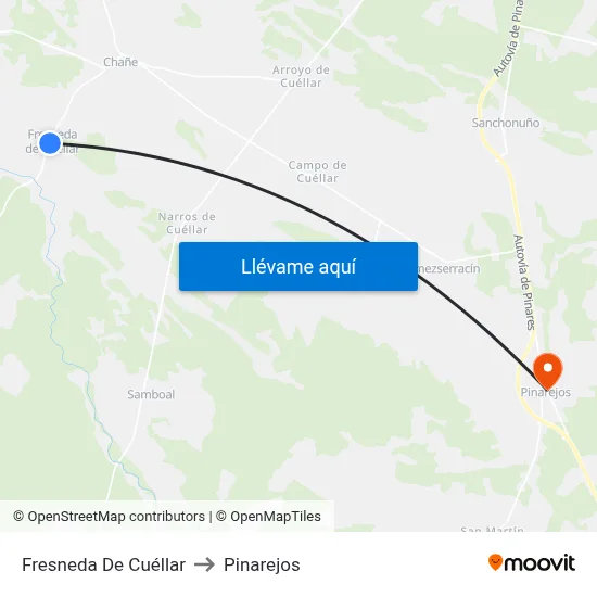 Fresneda De Cuéllar to Pinarejos map
