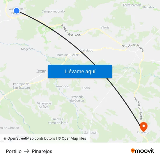 Portillo to Pinarejos map