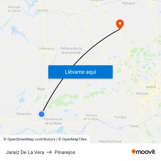 Jaraíz De La Vera to Pinarejos map