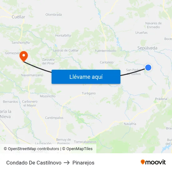Condado De Castilnovo to Pinarejos map