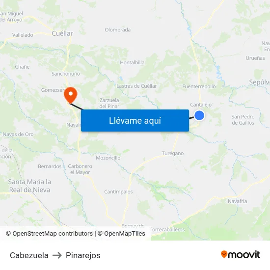 Cabezuela to Pinarejos map