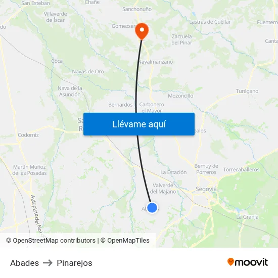 Abades to Pinarejos map