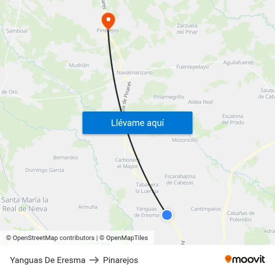 Yanguas De Eresma to Pinarejos map