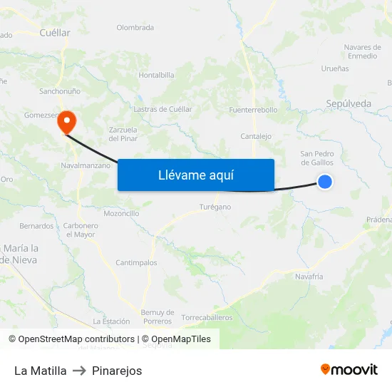 La Matilla to Pinarejos map