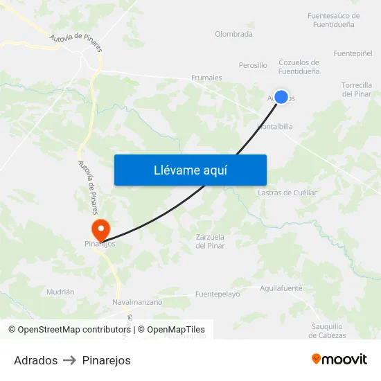 Adrados to Pinarejos map