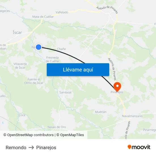 Remondo to Pinarejos map