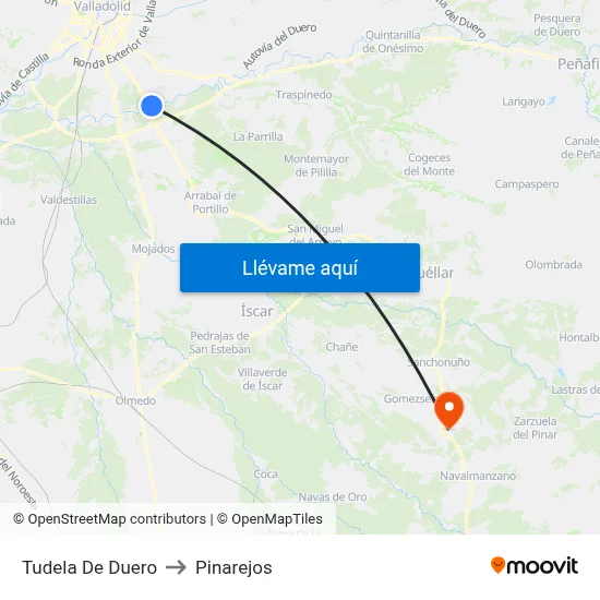 Tudela De Duero to Pinarejos map