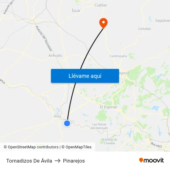 Tornadizos De Ávila to Pinarejos map