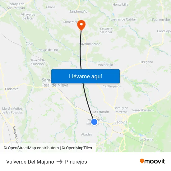 Valverde Del Majano to Pinarejos map