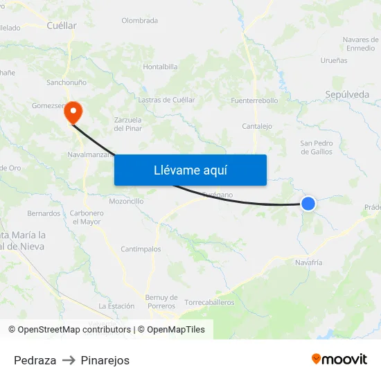 Pedraza to Pinarejos map