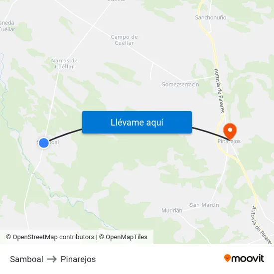 Samboal to Pinarejos map
