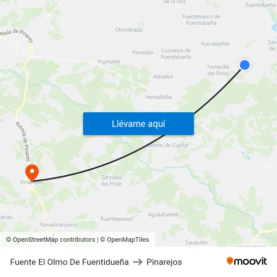 Fuente El Olmo De Fuentidueña to Pinarejos map