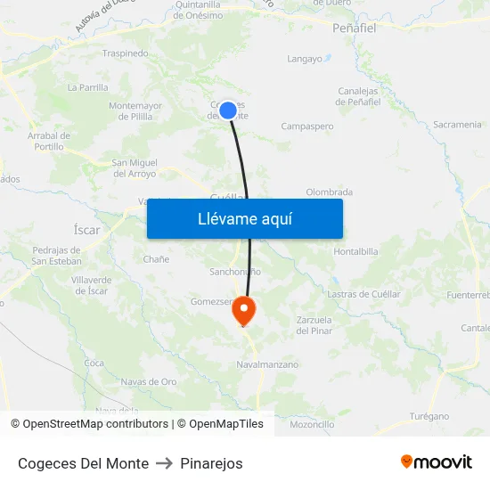 Cogeces Del Monte to Pinarejos map