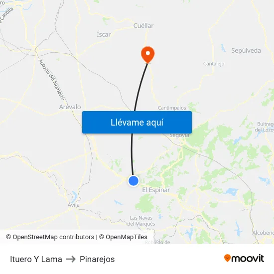 Ituero Y Lama to Pinarejos map