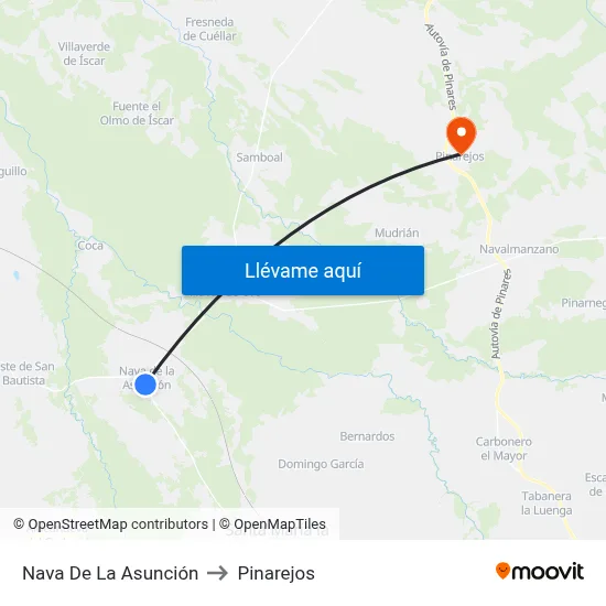 Nava De La Asunción to Pinarejos map