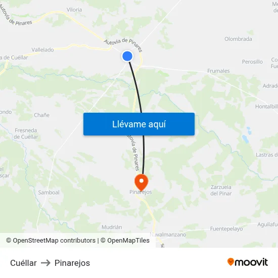Cuéllar to Pinarejos map
