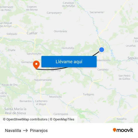 Navalilla to Pinarejos map