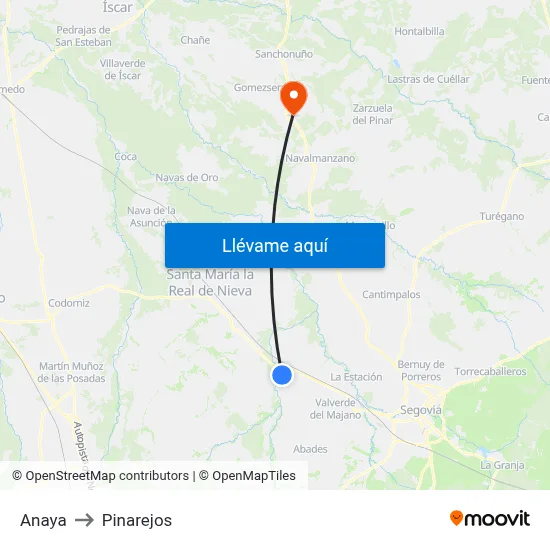 Anaya to Pinarejos map