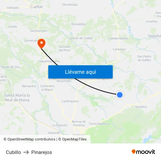 Cubillo to Pinarejos map