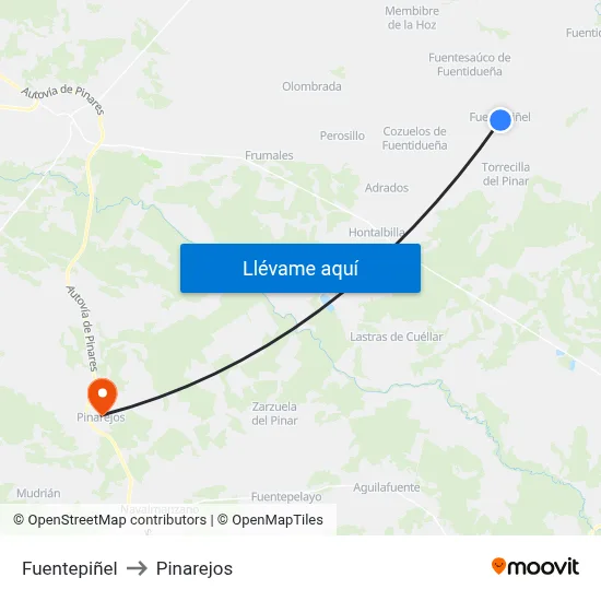Fuentepiñel to Pinarejos map