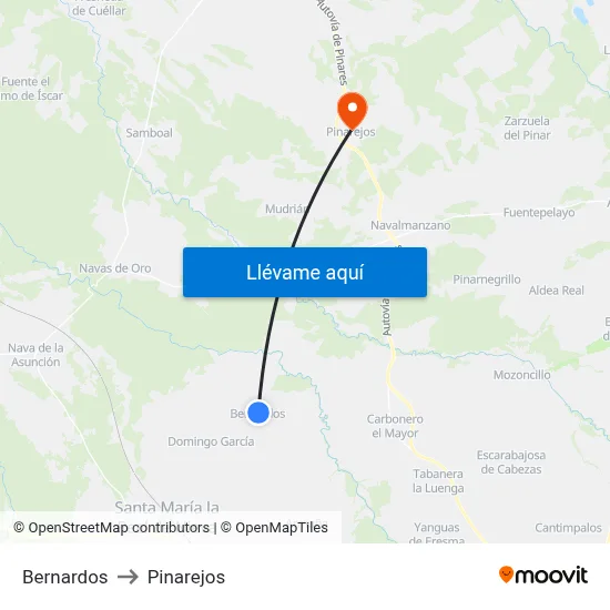 Bernardos to Pinarejos map