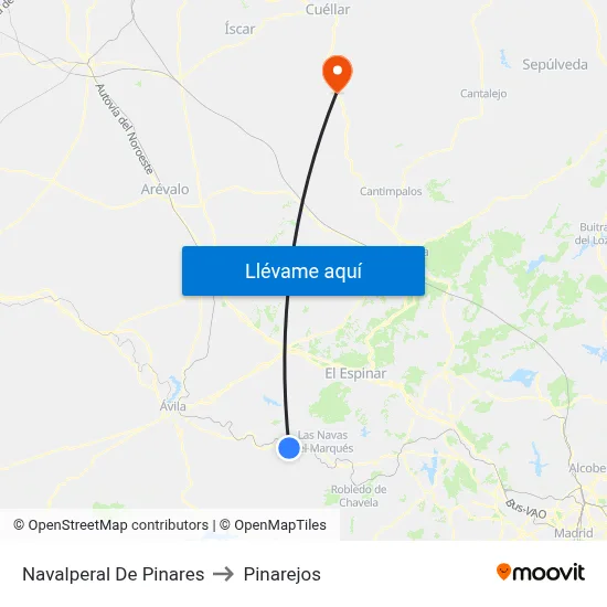 Navalperal De Pinares to Pinarejos map