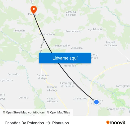 Cabañas De Polendos to Pinarejos map