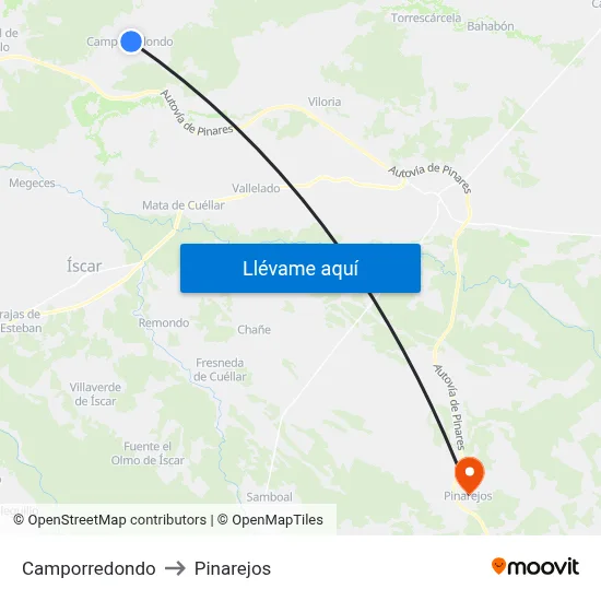 Camporredondo to Pinarejos map