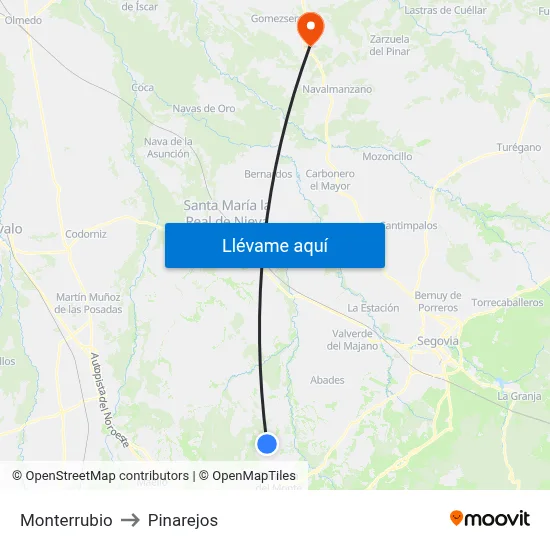 Monterrubio to Pinarejos map