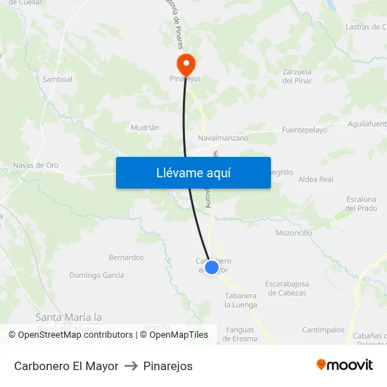 Carbonero El Mayor to Pinarejos map