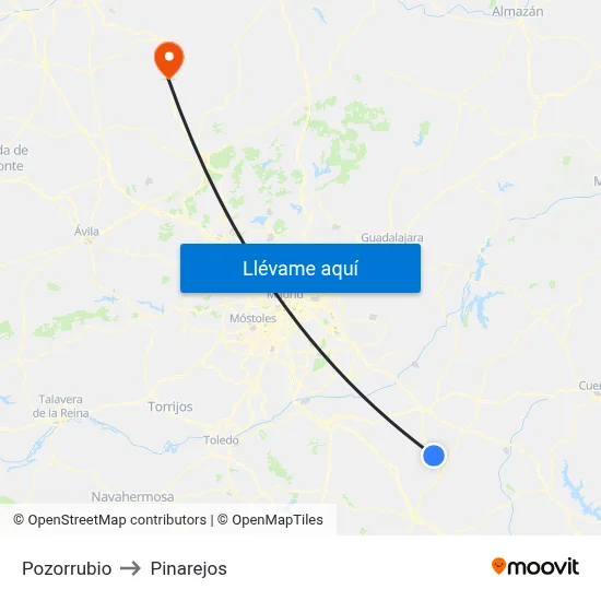 Pozorrubio to Pinarejos map