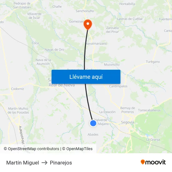 Martín Miguel to Pinarejos map