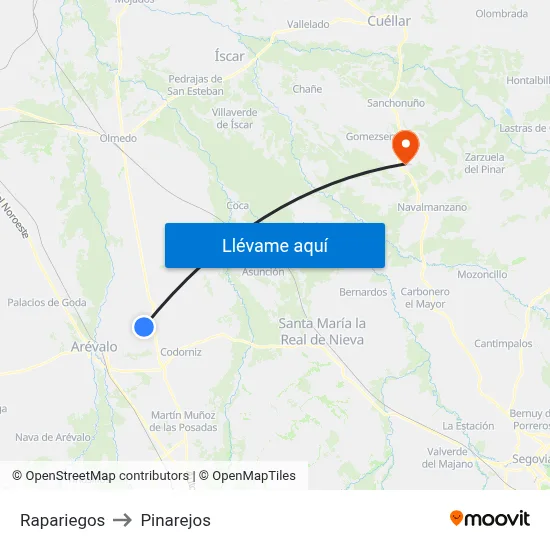 Rapariegos to Pinarejos map