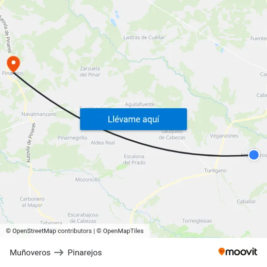 Muñoveros to Pinarejos map