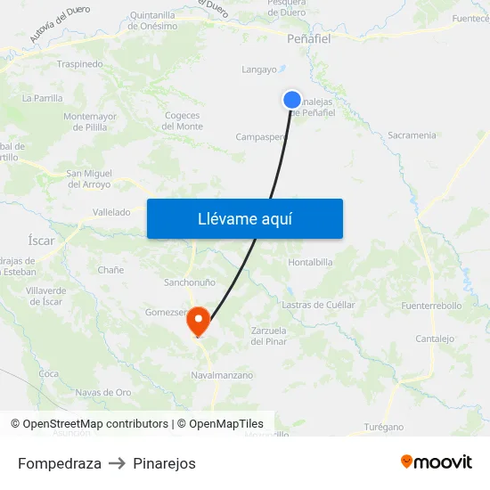 Fompedraza to Pinarejos map