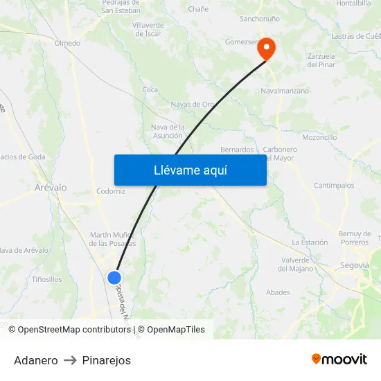 Adanero to Pinarejos map