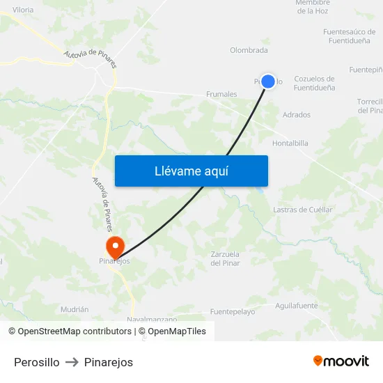 Perosillo to Pinarejos map