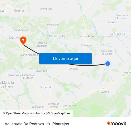 Valleruela De Pedraza to Pinarejos map