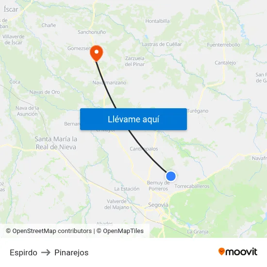 Espirdo to Pinarejos map