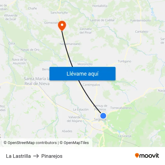 La Lastrilla to Pinarejos map