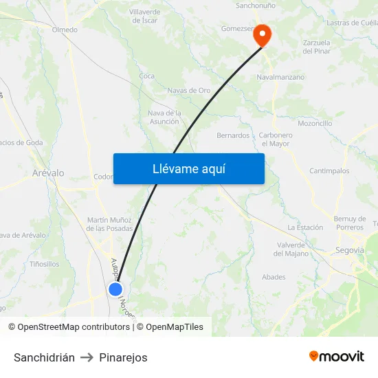 Sanchidrián to Pinarejos map