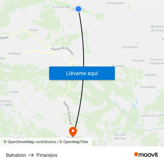 Bahabón to Pinarejos map