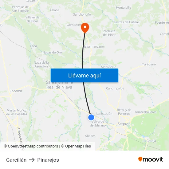 Garcillán to Pinarejos map