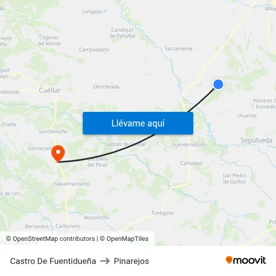 Castro De Fuentidueña to Pinarejos map