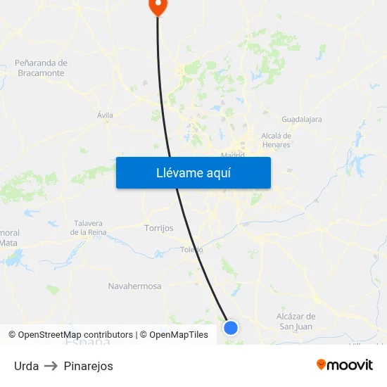 Urda to Pinarejos map