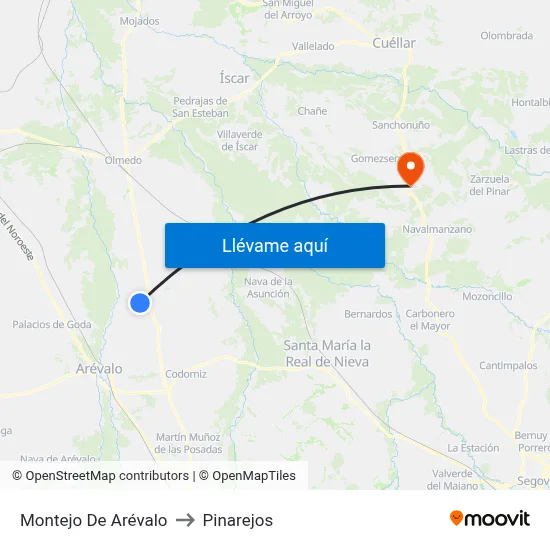 Montejo De Arévalo to Pinarejos map