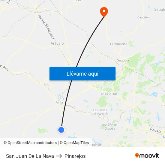 San Juan De La Nava to Pinarejos map
