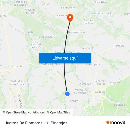 Juarros De Riomoros to Pinarejos map